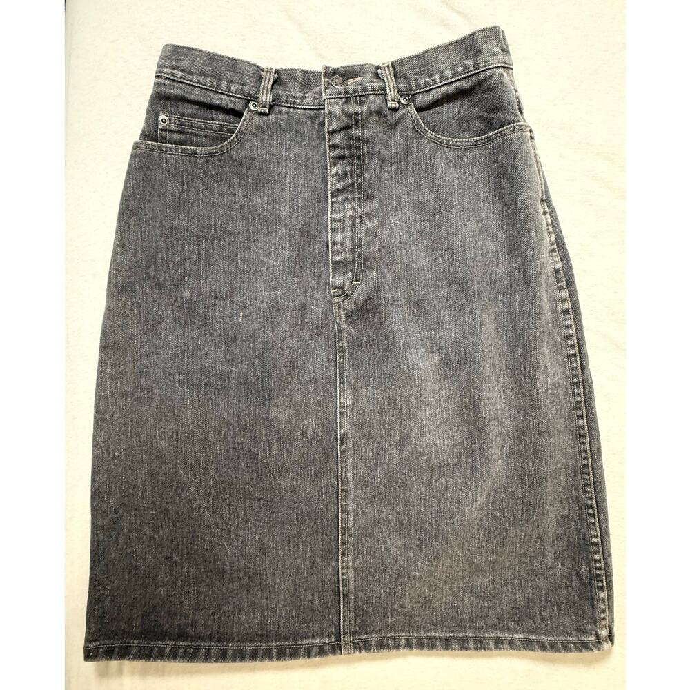 Vintage Calvin Klein Dark Grey Denim Midi Skirt
Size 10